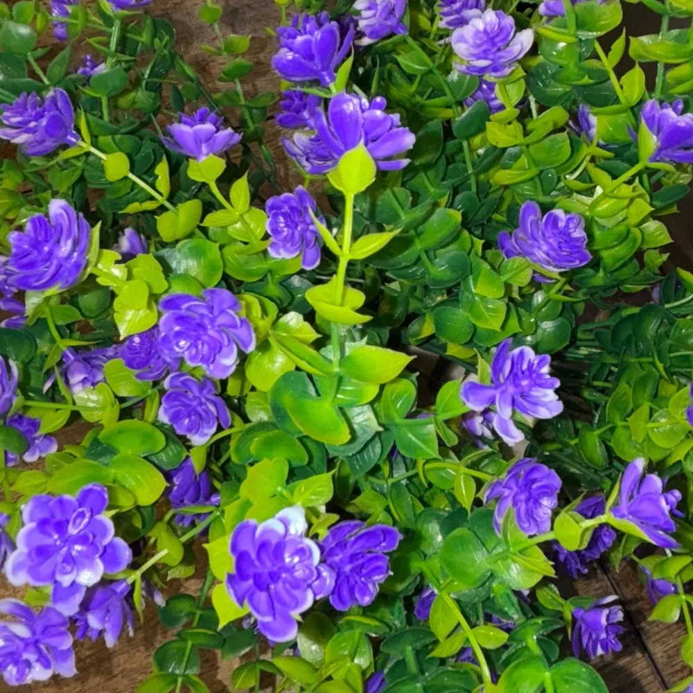 6 pcs Purple Artificial Flowers Outdoor Plastic Faux Flowers NWOT